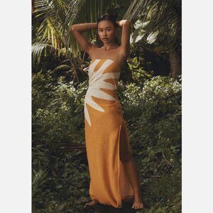 Brand New by Anthropologie Celandine Strapless Cutout Linen Blend Dress